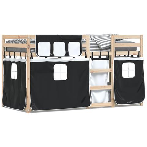 Letto a Castello senza Materasso Bianco e Nero 90x200cm in Pino - Foto 1