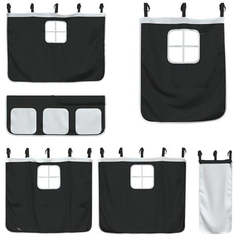 Letto a Castello senza Materasso Bianco e Nero 90x200cm in Pino - Foto 9