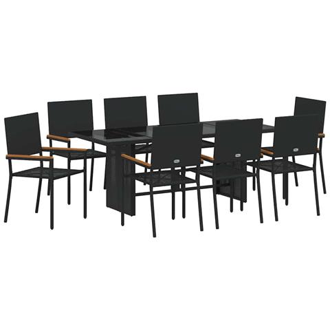 Set da Pranzo per Giardino 9 pcs Nero 190 x 80 x 75 cm - Foto 1