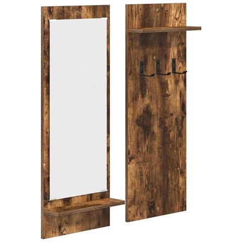 Appendiabiti a muro con lo scaffale Rovere fumo 70 x 10 x 90 cm - Foto 1