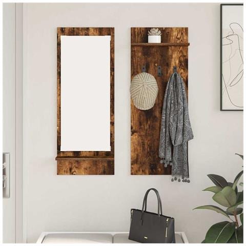 Appendiabiti a muro con lo scaffale Rovere fumo 70 x 10 x 90 cm - Foto 2