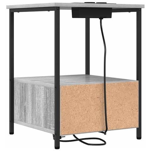 Comò con stazione di ricarica con cassetto 2 pcs Grigio sonoma - Foto 9