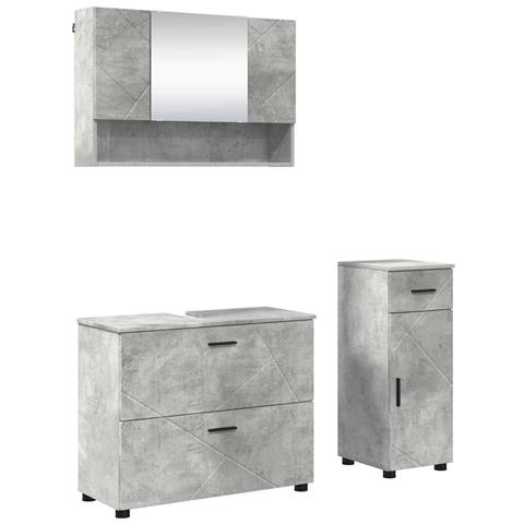 Set di mobili per il bagno con cassetto 3 pcs Grigio cemento - Foto 1