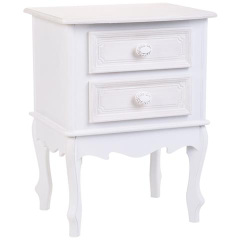 Comodino In Legno Con 2 Cassetti Bianchi 42x34x57.h Cm - Foto 1