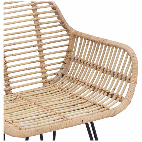 Sedia da pranzo 2 pcs Naturale 55 x 50 x 74 cm Rattan e Ferro - Foto 9