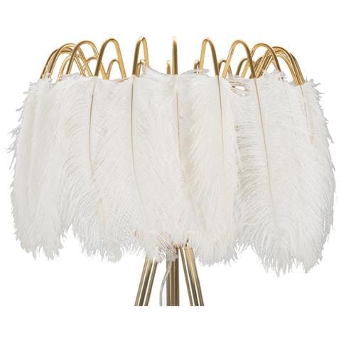 Lampada Da Terra Feather Stand Con Piume Bianche E Base Oro - Foto 2