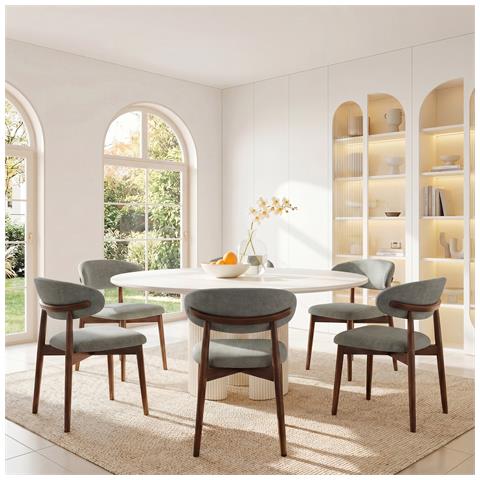 Set da 6 sedie da pranzo, robuste ed eleganti, in stile minimalista scandinavo, ideali per sala da pranzo e cucina, colore verde - Foto 8