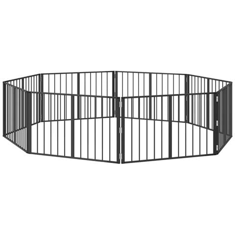 Cancello per cani 8 pcs Nero 100 x 60 cm Acciaio zincato - Foto 1