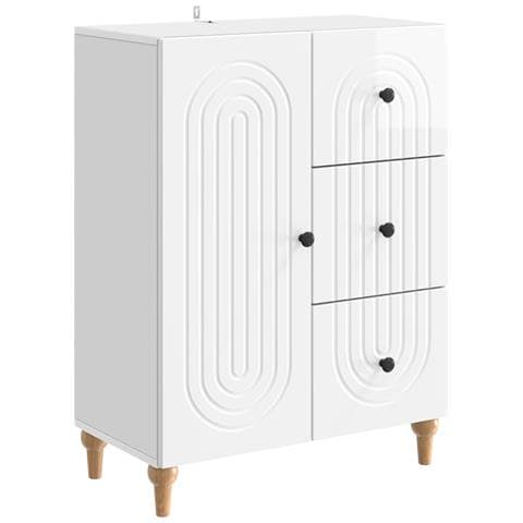 Credenza Bianco Lucido 66 x 34,5 x 90 cm Legno ingegnerizzato - Foto 1