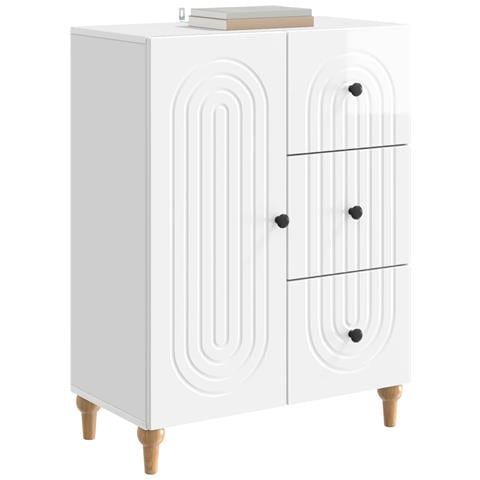 Credenza Bianco Lucido 66 x 34,5 x 90 cm Legno ingegnerizzato - Foto 2