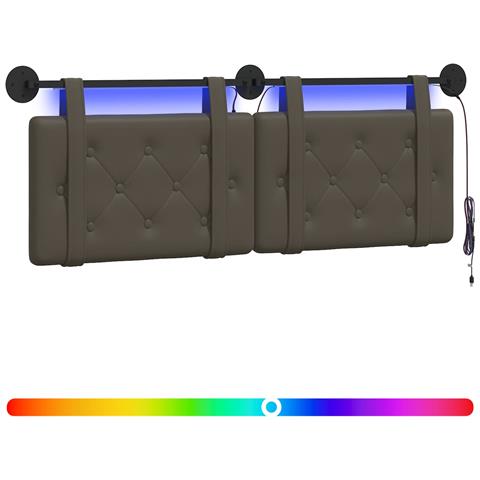 Testiera sospesa Con luce LED Grigio Similpelle - Foto 1