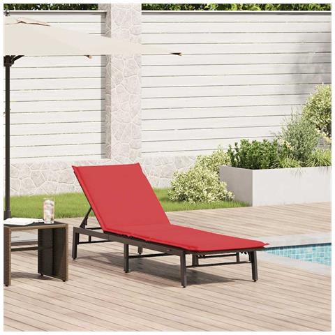 Lettino Prendisole con Cuscino Marrone in Polyrattan - Foto 2