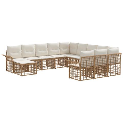 Set Divano da Giardino 12 pcs Naturale e Bianco Crema - Foto 1