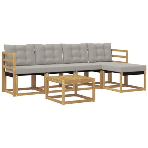 Set di divani da esterno 6 pcs Bianco e Grigio Chiaro - Foto 1