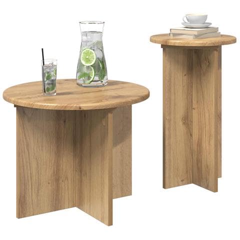 Set tavolini 2 pcs Rovere Artigianale Legno ingegnerizzato - Foto 2
