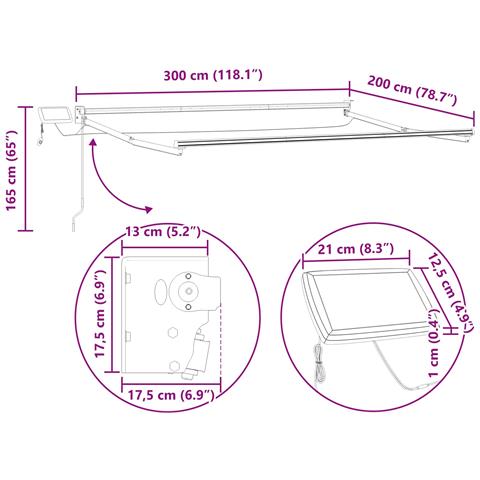 Tenda retrattile manuale con LED 3 x 2 m - Foto 10