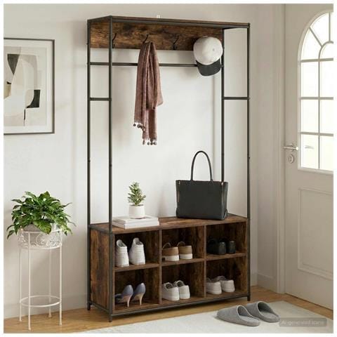 Appendiabiti con panca per scarpe Rovere Fumo - Foto 2