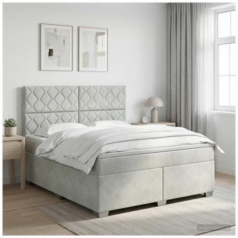 Letto box spring con materasso Grigio Chiaro 140 x 190 cm - Foto 2