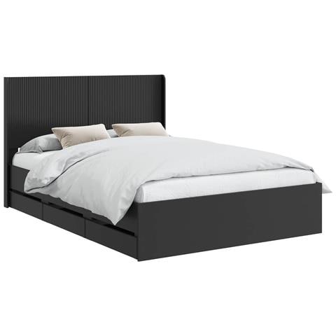 Struttura del letto con stoccaggio e testata Nero 120 x 190 cm - Foto 1