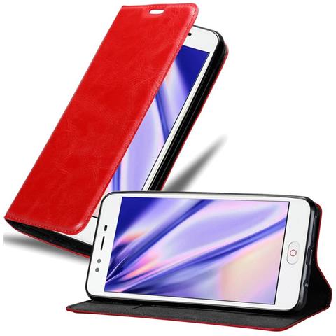Custodia Compatibile Con Zte Nubia M2 Lite In Rosso Mela - Coperchio Protettiva Con Chiusura Magnetica, Funzione Stand E Tasca Per Le Carte - Foto 1