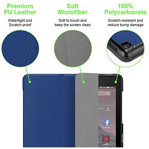 Cadorabo Custodia Per Tablet Compatibile Con Kindlefire Hd 10 2017 (7. Gen.) In Blu Scuro Jersey - Coperchio Protettiva Ultra Sottile Con Funzione Auto Wake Up E Stand - Foto 2