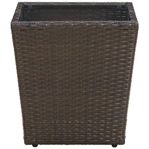 Tavolino Marrone 41,5x41,5x44cm in Polyrattan e Vetro Temperato - Foto 2