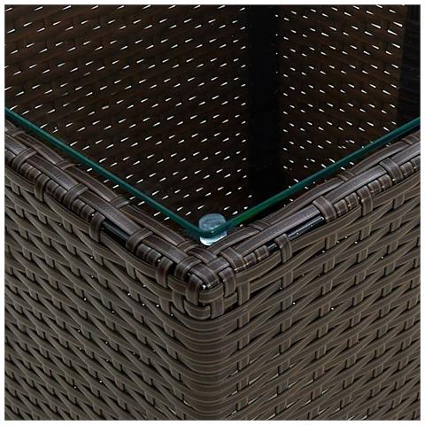 Tavolino Marrone 41,5x41,5x44cm in Polyrattan e Vetro Temperato - Foto 5