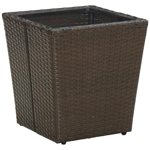 Tavolino Marrone 41,5x41,5x44cm in Polyrattan e Vetro Temperato - Foto 1