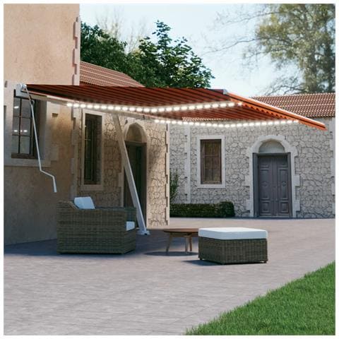 Tenda da Sole Retrattile Manuale LED 600x300 cm Arancio Marrone - Foto 2