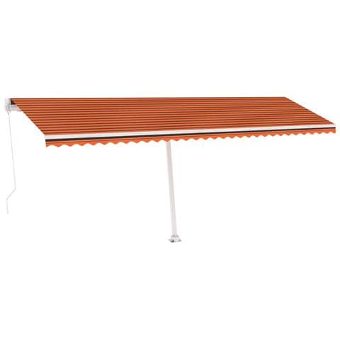 Tenda da Sole Retrattile Manuale LED 600x300 cm Arancio Marrone - Foto 1