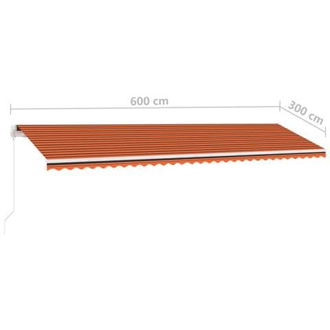 Tenda da Sole Retrattile Manuale LED 600x300 cm Arancio Marrone - Foto 10