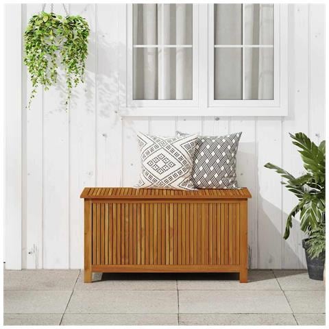 Baule Da Giardino 113x50x58 Cm In Legno Massello Di Acacia - Foto 8