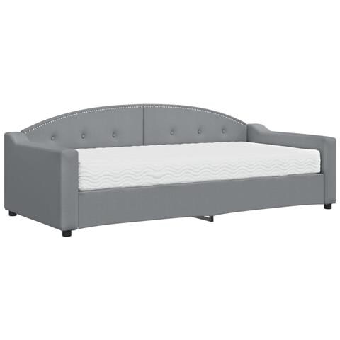 Divano Letto Con Materasso Grigio Chiaro 90x200 Cm In Tessuto - Foto 1