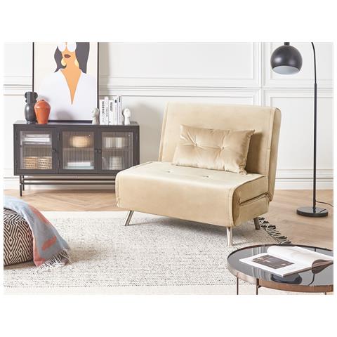 Divano Letto Singolo Farris Velluto Beige Sabbia - Foto 1