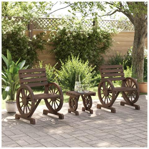 Set Salotto Da Giardino 3 Pz In Legno Massello Di Abete - Foto 3