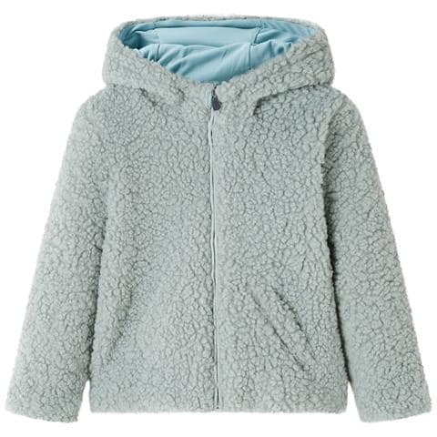 Giacca Con Cappuccio Bambina Pelliccia Sintetica Teddy Verde Menta 128 - Foto 1