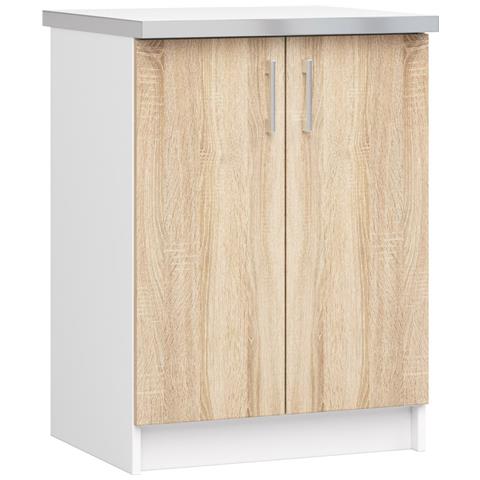 Mobile cucina modulare con piano di lavoro LIMA, 2 ante, 60x44,5x82 cm, Colore Bianco e Sonoma Quercia - Foto 1