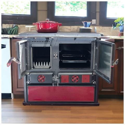 Cucina Stufa A Legna Bordeaux Con Maioliche In Ceramica Focolare In Ghisa 8,4 Kw Life - Foto 8