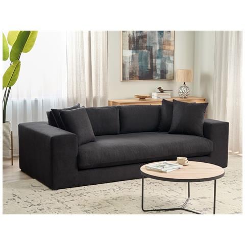 Divano 3 Posti Glorvika Tessuto Nero - Foto 1