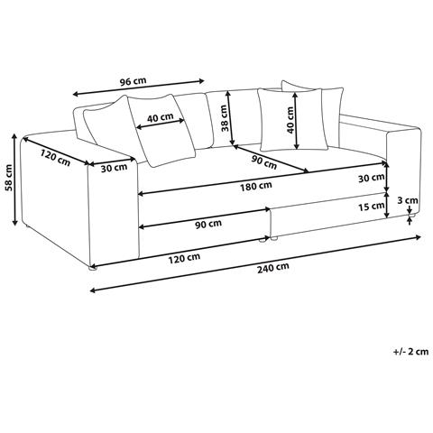 Divano 3 Posti Glorvika Tessuto Nero - Foto 8