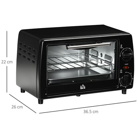 Fornetto Elettrico 10l Da 750w Con Temperatura Regolabile E Timer, 36.5x26x22 Cm, Nero - Foto 2