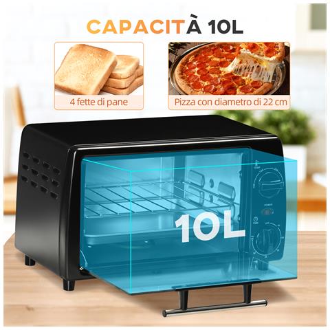 Fornetto Elettrico 10l Da 750w Con Temperatura Regolabile E Timer, 36.5x26x22 Cm, Nero - Foto 6