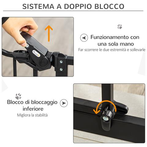 Cancellino Per Cani Regolabile Alto Con Porta Piccola E Chiusura Automatica, 74-80x104cm, Nero - Foto 6