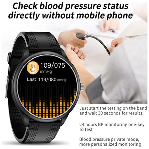 Smartwatch Con Chiamata Bluetooth, Monitoraggio Frequenza Cardiaca E Pressione Sanguigna, Ip68 Impermeabile Black - Foto 7