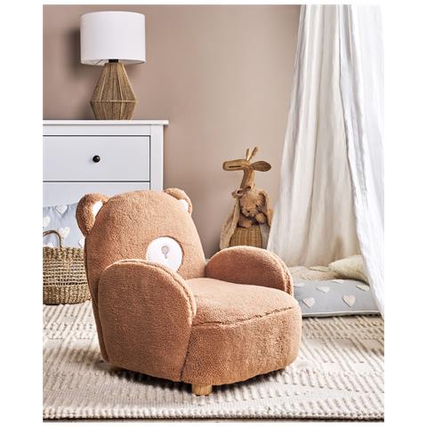 Sedia Per Bambini Pelliccia Sintetica Marrone Boo - Foto 1
