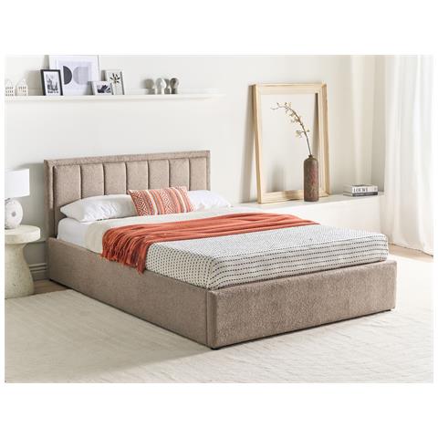 Letto Contenitore Bouclé Montlaur 140 X 200 Cm Tortora - Foto 1