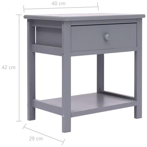 Lusso Casadino -  Comodino Grigio 40x29x42 Cm In Legno Di Paulonia - Foto 6