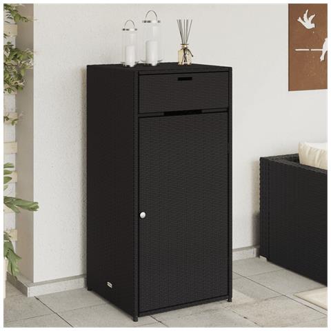 Lusso Casadino -  Armadietto Portaoggetti Da Giardino Nero 55x55x111cm Polyrattan - Foto 8