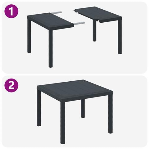 Set da pranzo da giardino in 3 pezzi con cuscini in rattan polipropilene antracite - Foto 2
