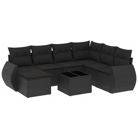 Set Divani da Giardino con Cuscini 8 pz Nero in Polyrattan - Foto 1